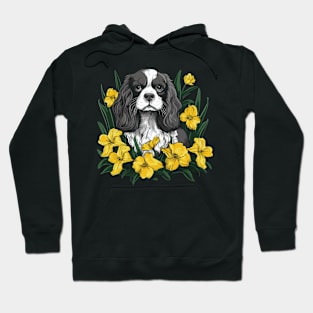 King Charles Spaniel with daffodils illustration Hoodie